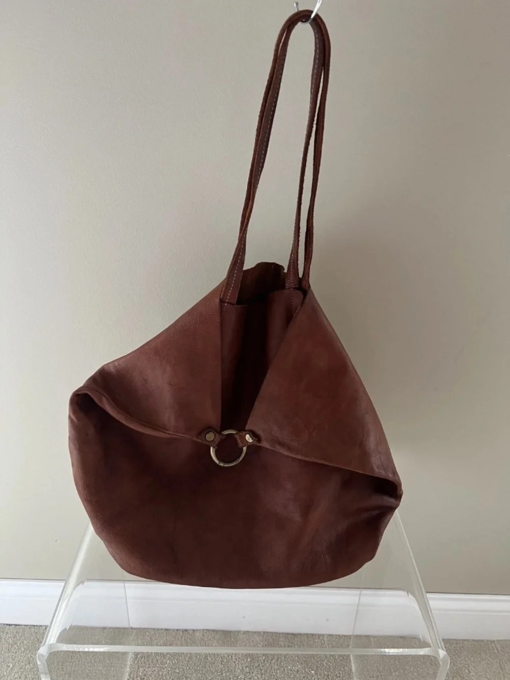 Sundance Cognac Tote Leather Bag, Brown Handbag, Leather Purse, Large Shoulder